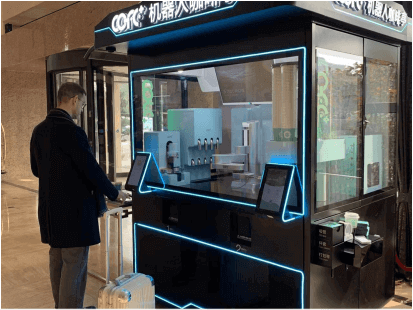 Robot coffee machine to buy coffee